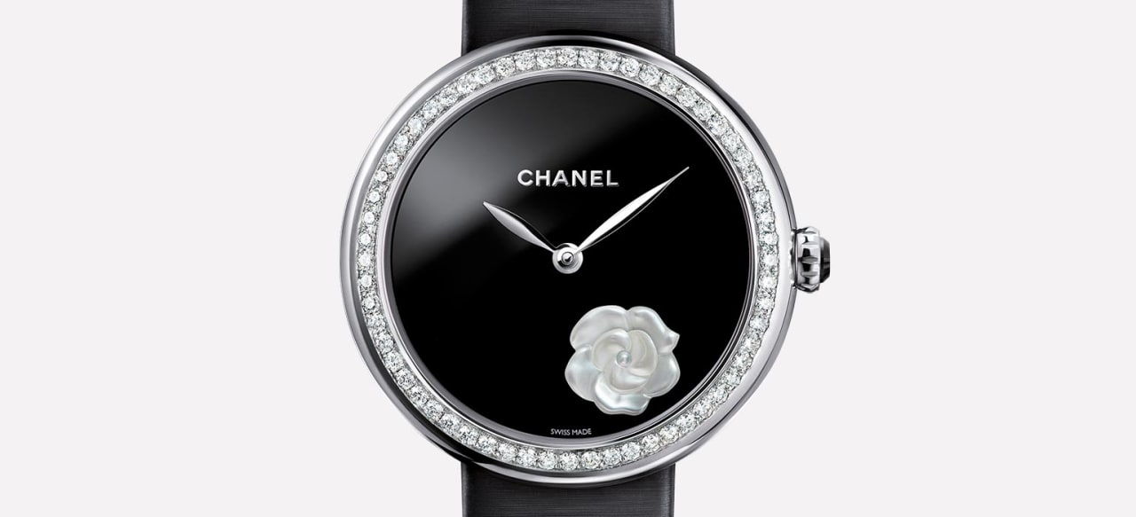 Chanel Camellia Diamond White Gold Watch For Sale at 1stDibs